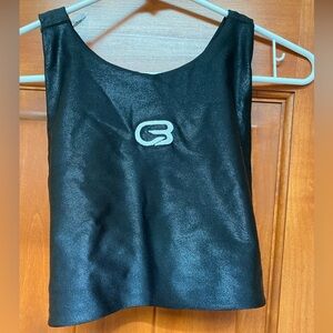 CycleBar Emily Hsu, black, shimmery, high neck sports bra size L. Gently used
